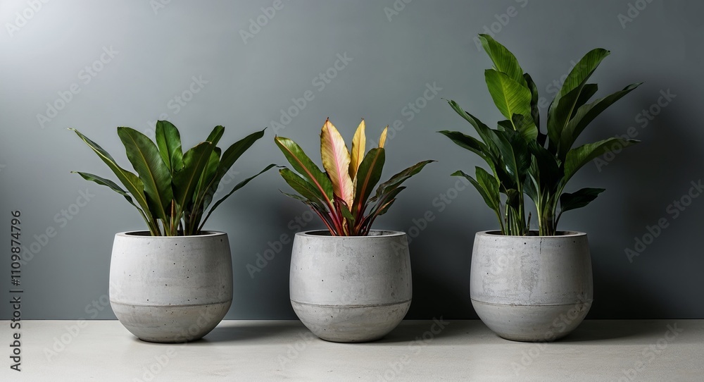 Concrete Planter on Silver background design Concrete Planter on Silver background design