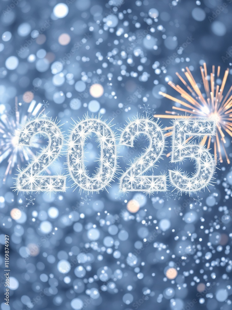 silver and blue 2025 new year luxury background with the year in glittering diamond sparkling numbers blurred lights and fireworks silver and blue 2025 new year luxury background with the year in glittering diamond sparkling numbers blurred lights and fireworks