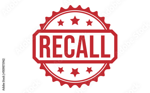 RECALL Red rubber stamp on white background. RECALL stamp sign. RECALL stamp.