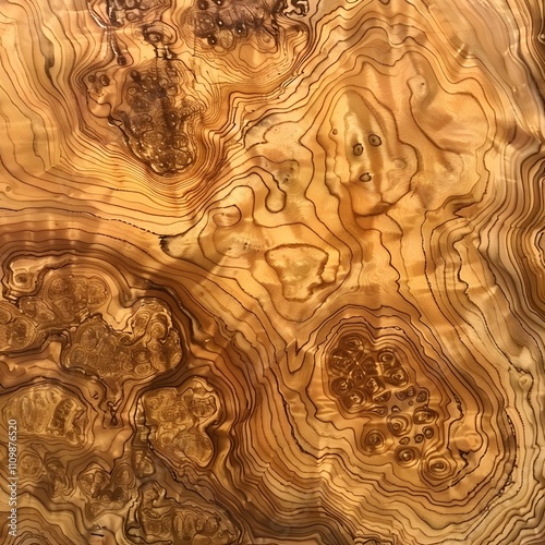 A close-up view of intricately patterned wood grain, showcasing natural textures and colors.