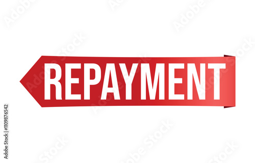 Repayment red vector banner illustration isolated on white background