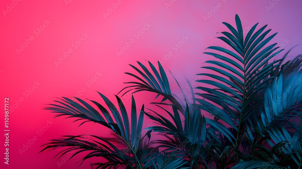 Obraz premium Vibrant natural plant life under colorful lighting indoor environment artistic photography contemporary viewpoint