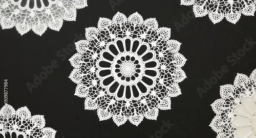 Lace Doily on Black background design