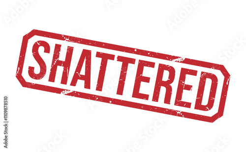 SHATTERED Red rubber stamp on white background. SHATTERED stamp sign. SHATTERED stamp.