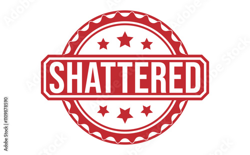 SHATTERED Red rubber stamp on white background. SHATTERED stamp sign. SHATTERED stamp.