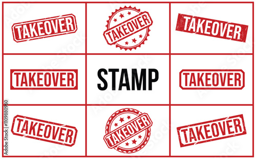 TAKEOVER rubber stamp vector illustration on white background