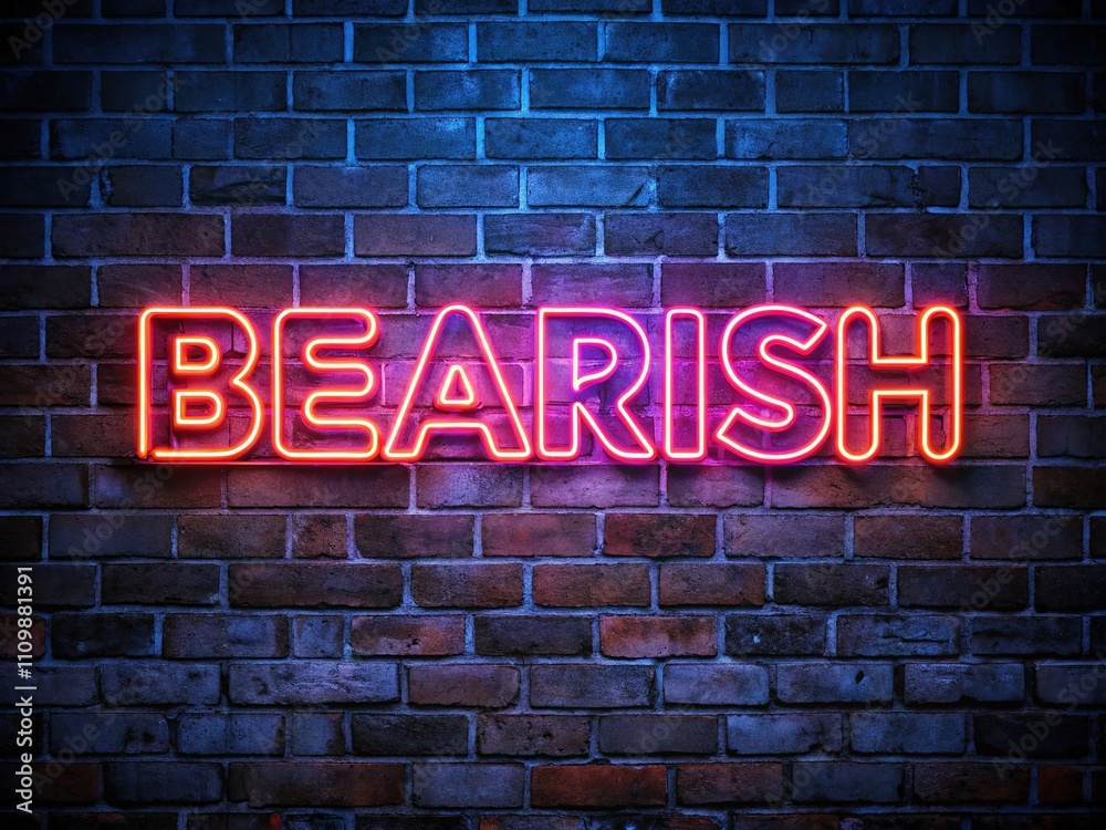 Neon Bearish Sign on Brick Wall - Financial Market Photography Neon Bearish Sign on Brick Wall - Financial Market Photography