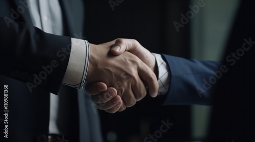 Business Deal: A Close-Up Handshake of Two Businessmen in Suits