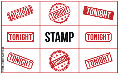 TONIGHT red rubber stamp vector design.