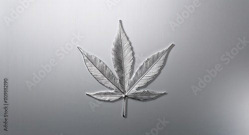 Silver Leaf on Silver background design photo