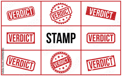 VERDICT red rubber stamp vector design.