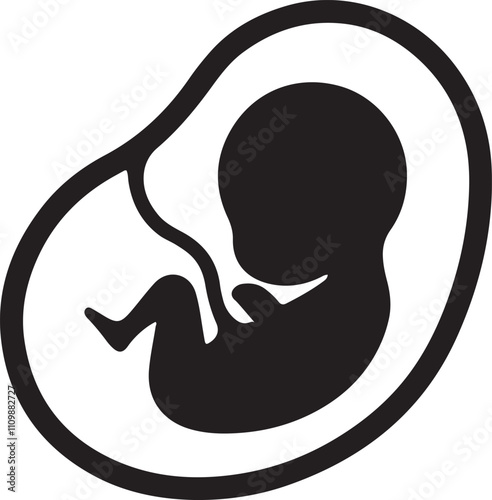 Illustration of an icon of a baby in the womb silhouette