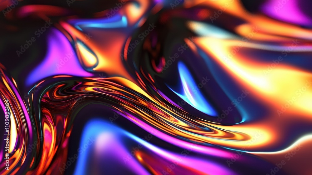 © chesleatsz - Abstract iridescent swirling liquid light patterns