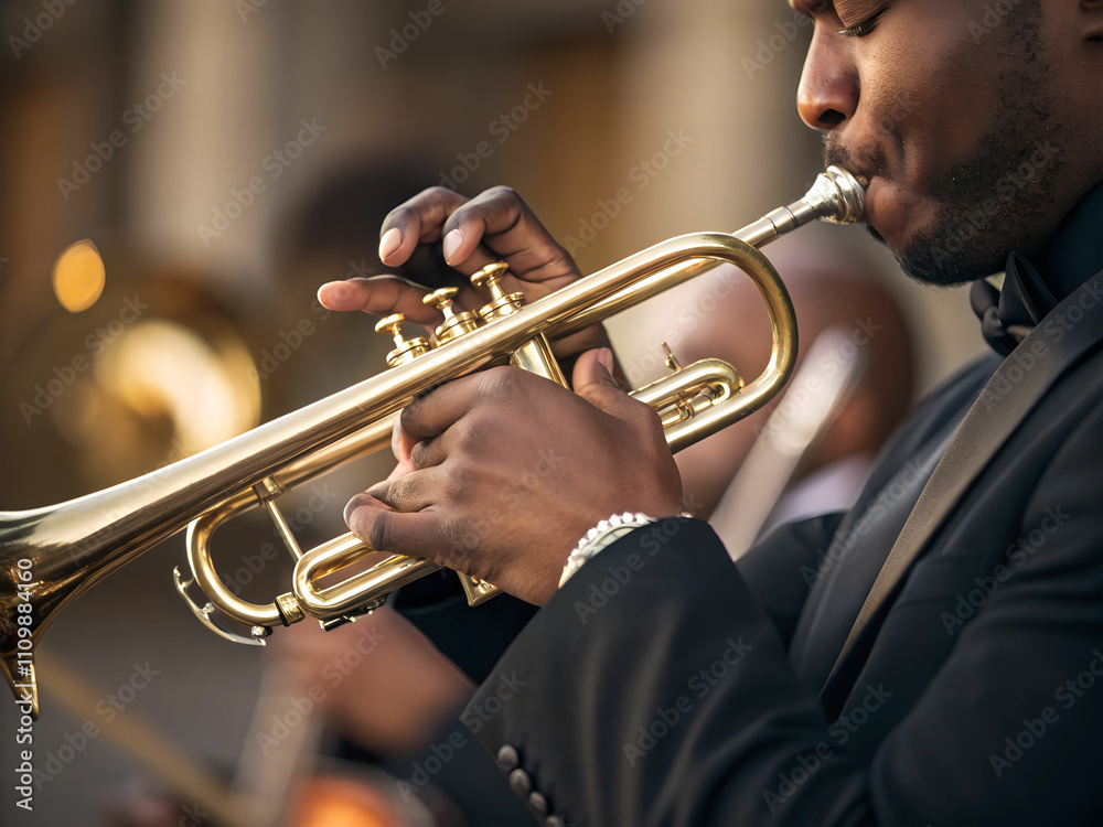 Obraz premium man playing the trumpet