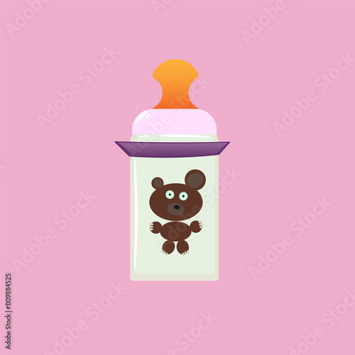 Baby milk bottle with teddy bear design