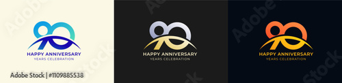 Logo Anniversary with Swoosh Sunrise 90th, 90th Happy Anniversary with Colorful Gradient, Luxury Gold and Silver.
