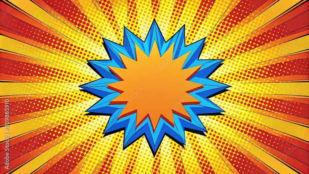 Fototapeta premium Colorized Comic Book Background, Halftone, Empty Layout, Copy Space