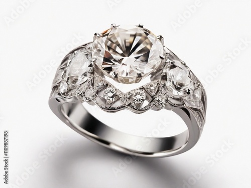 Luxury Diamond Ring with White Neutral Background