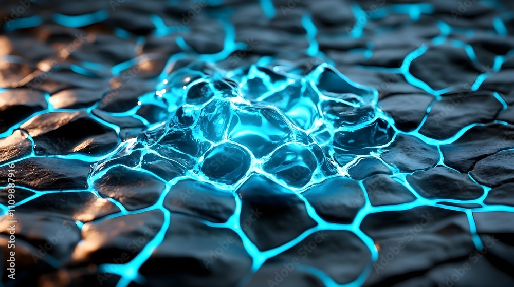 Fototapeta premium Abstract Blue Liquid on Dark Surface