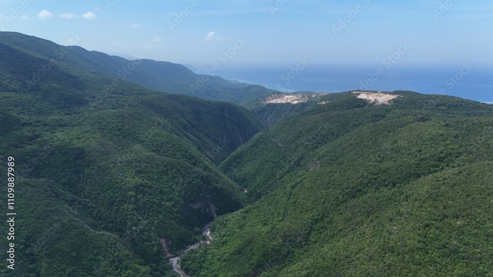 The vast blue mountain range extending towards the horizon of Jamaica The vast blue mountain range extending towards the horizon of Jamaica