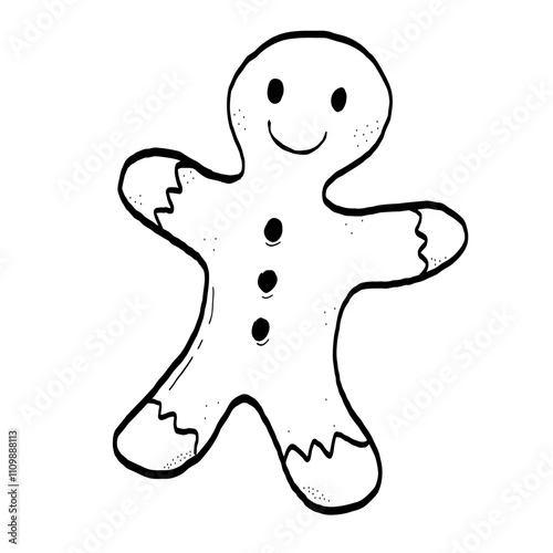 Cute Gingerbread Man Illustration