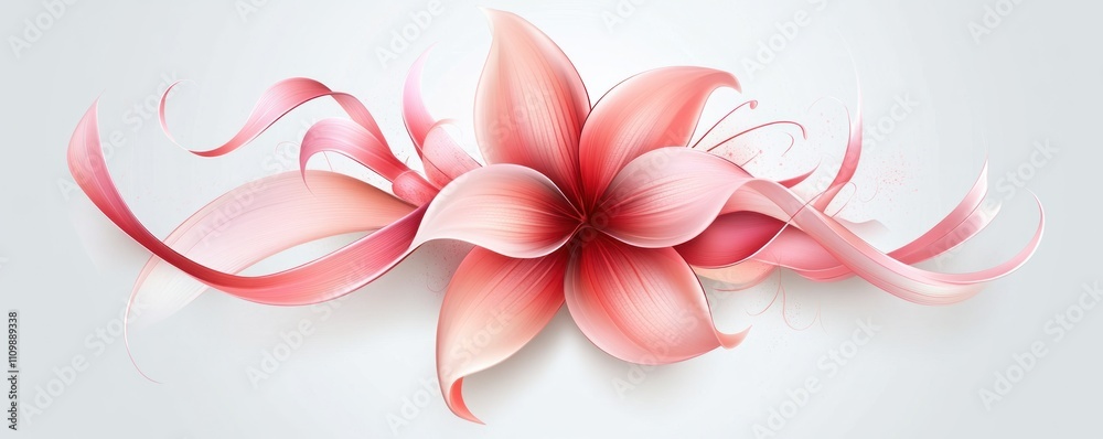 Obraz premium A vibrant, stylized pink flower design with flowing ribbons and soft gradients.