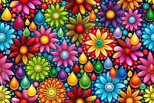 Multicolor Drops Floral Seamless Pattern - Rule of Thirds