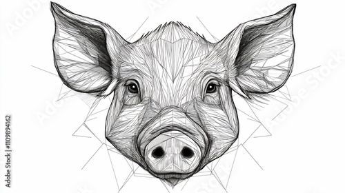 Wallpaper Mural Geometric line art pig portrait. Torontodigital.ca