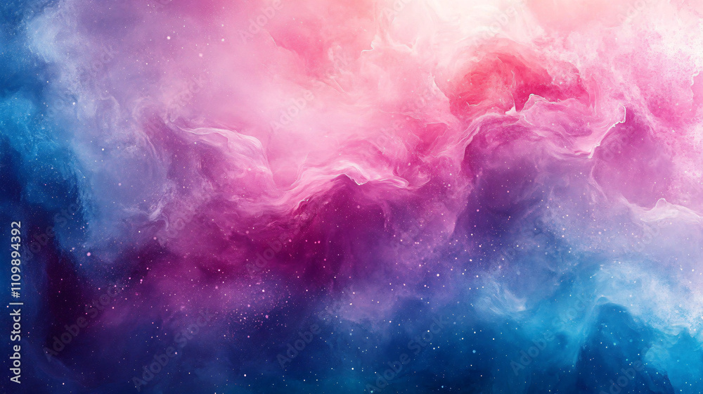 Fototapeta premium An abstract watercolor background featuring soft pinks and blues, ideal for dreamy designs for Christmas, Valentine's Day, and Mother's Day, with space for text overlay.