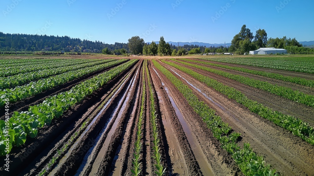 A field of green plants with a few brown spots A field of green plants with a few brown spots