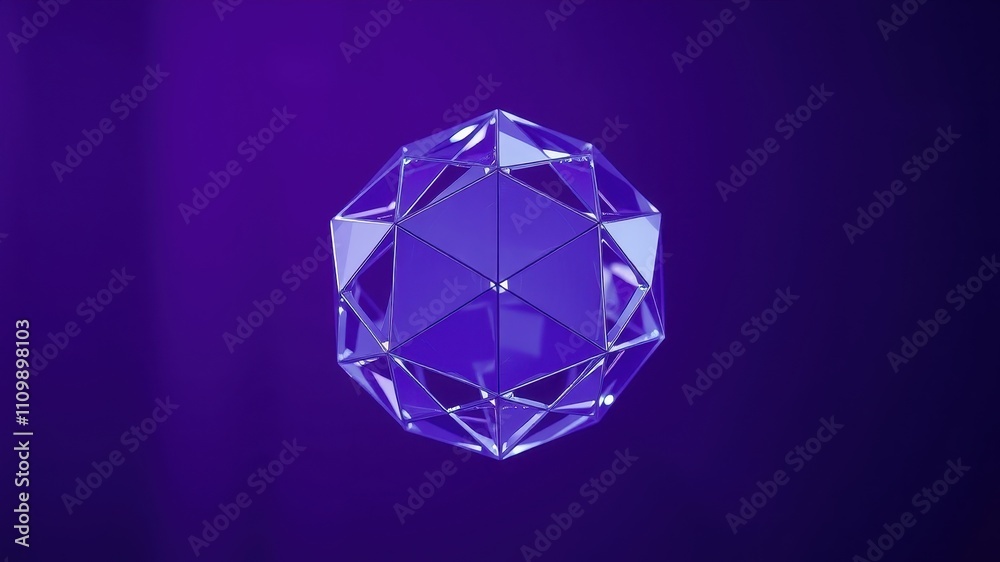 A Shiny Geometric Shape in Violet Hues, a Study of Reflections and Angles
