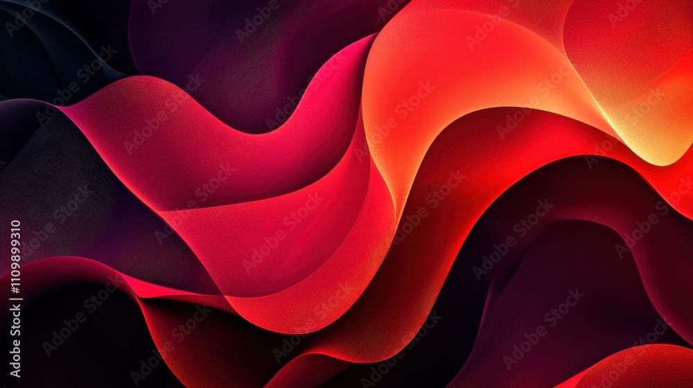 Fototapeta premium Abstract Red And Dark Waves Flowing Design