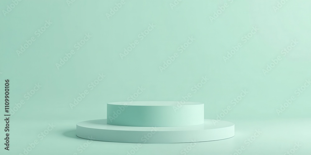 Two-Tiered Cylindrical Platform on a Light Green Background Two-Tiered Cylindrical Platform on a Light Green Background