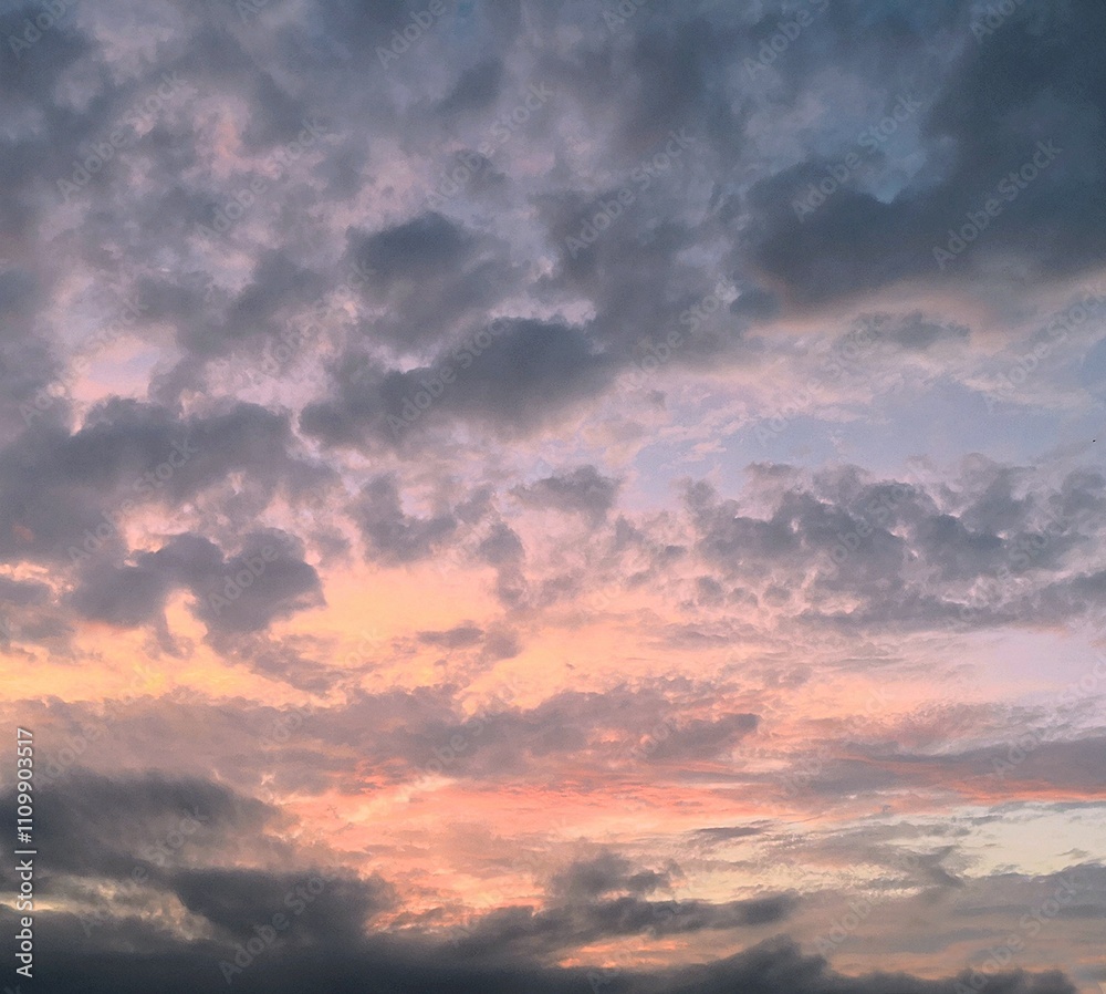 Obraz premium Pink and cloudy sunset