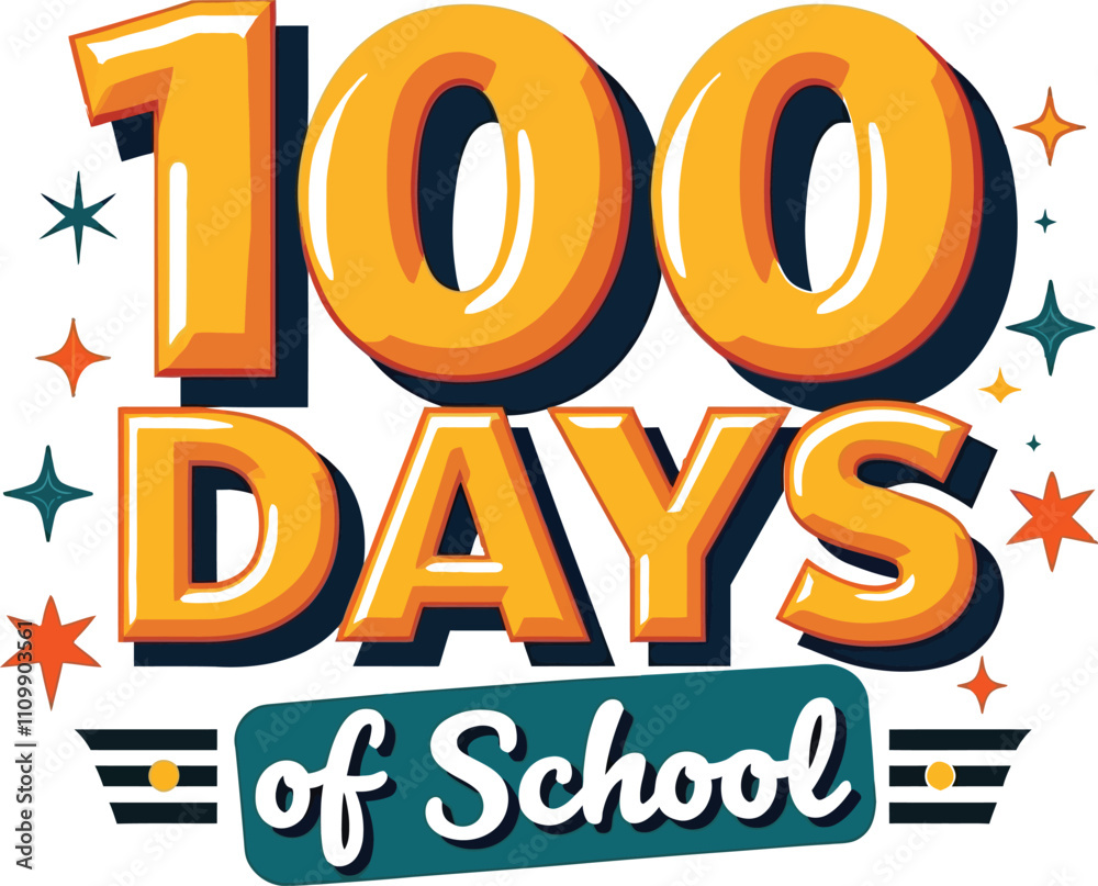 100 days of school vector illustration t shirt design template 100 days of school vector illustration t shirt design template
