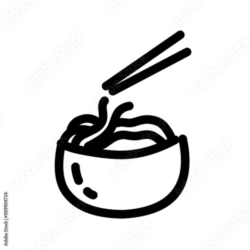 simple line icon of a bowl of noodles in black colors
