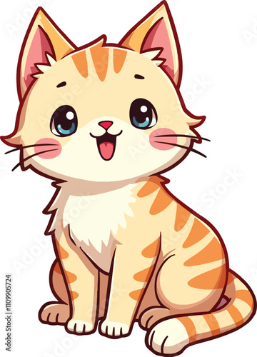 A cute cat sticker vector art.
