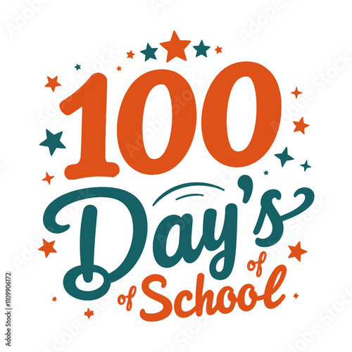 100 Days of School  T-Shirt Design Transparent Background