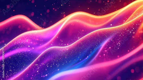 Abstract Colorful Waves with Sparkling Glitter