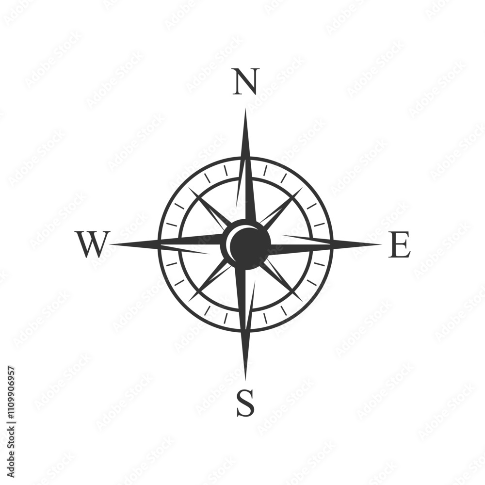 Compass icon. Compass vector illustration. Navigation symbol. Direction sign. Compass icon. Compass vector illustration. Navigation symbol. Direction sign.