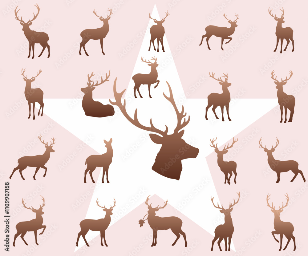 Fototapeta premium Mega Collection of Deer Silhouettes in Various Poses Part 1