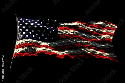 American Flag on a Black Background with Striking Contrast