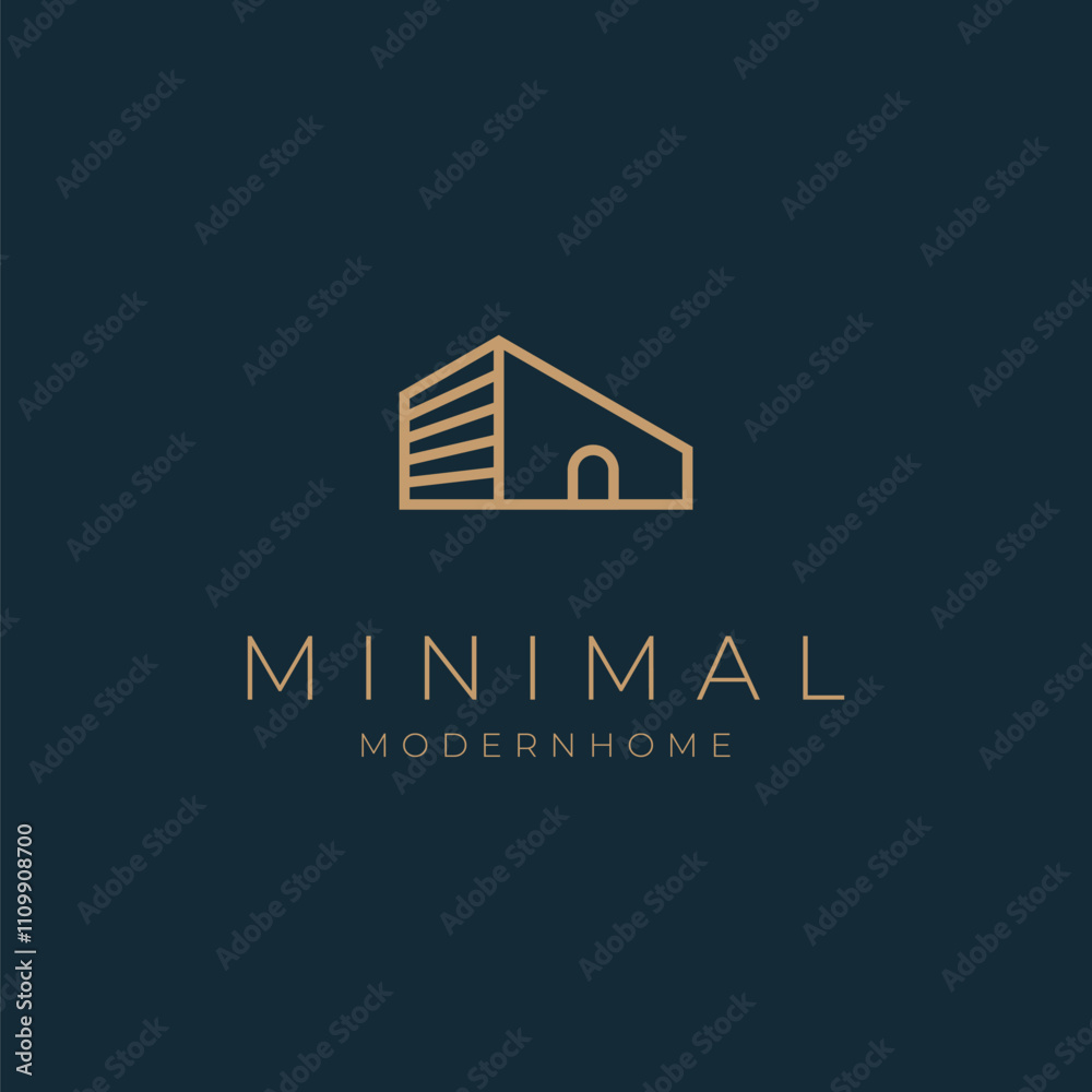 Fototapeta premium A line art icon logo of a modern house, usable for for real estate, architecture and company logos, home logo design template element, vector illustration