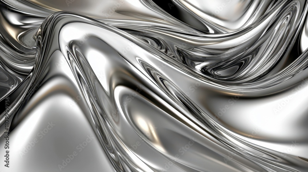 Abstract Silver Liquid Metal Swirling Design Abstract Silver Liquid Metal Swirling Design