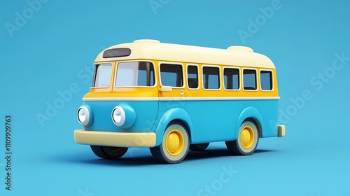 Colorful 3D cartoon car, designed with playful features and bright, vibrant colors, creating a fun and whimsical vehicle ideal for animation and children's themes.
