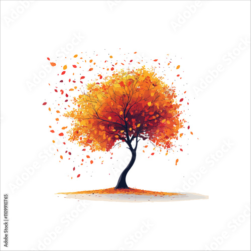 The tree with falling leaves vector . Tree Falling Leaves vector .