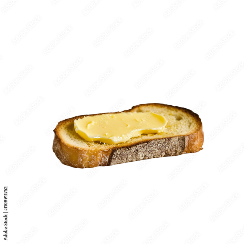A piece of bread with butter isolated on transparent and white background. PNG cutout. A piece of bread with butter isolated on transparent and white background. PNG cutout.