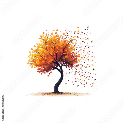 The tree with falling leaves vector . Tree Falling Leaves vector .