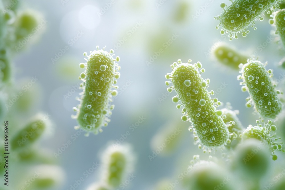 Microscopic view of rod-shaped bacteria. Microscopic view of rod-shaped bacteria.