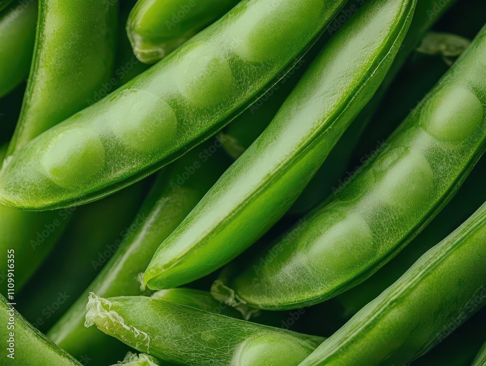 Extreme closeup of fresh pea pods in vibrant detail Extreme closeup of fresh pea pods in vibrant detail